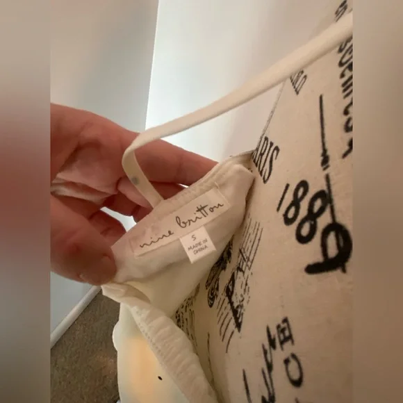 nine britton cream polka dot halter tank, sz Small - Picture 2 of 4